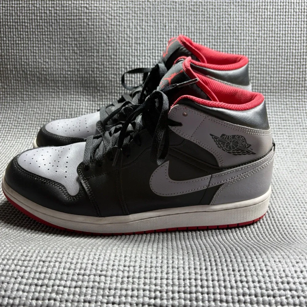 Nike Air Jordan 1 Sneakers Men 10.5 Black Grey Red Mid DQ8426-006 Athletic Gym